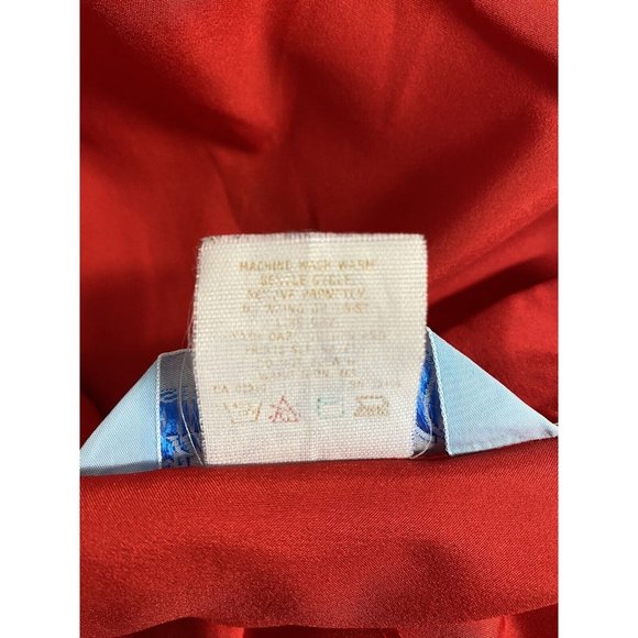 VTG Ship’n Shore Silken Wonder Solid Red Long Sleeve Button Up Blouse 10 - Picture 6 of 8